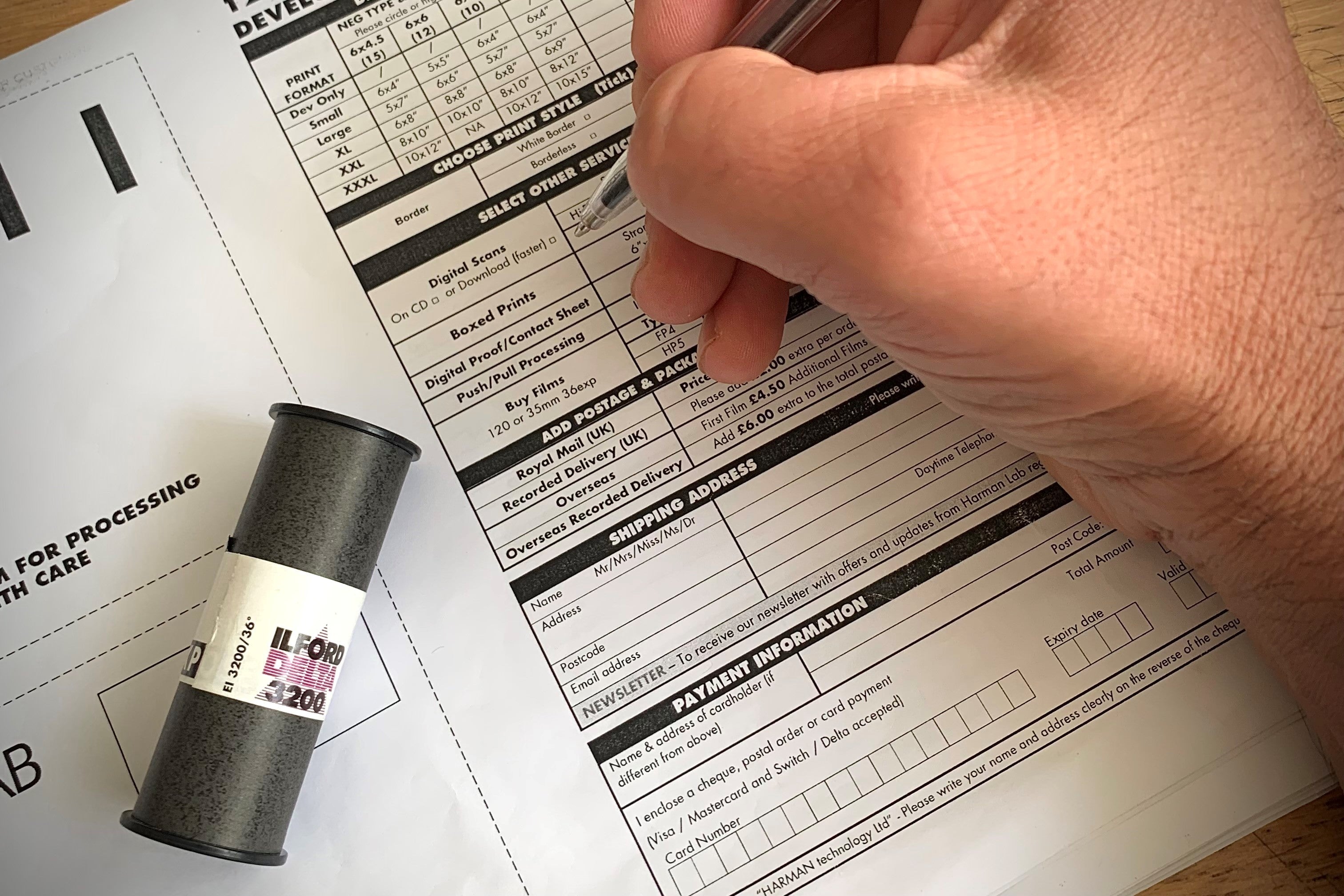 Person filling in form